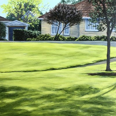 Original painting of a suburban park