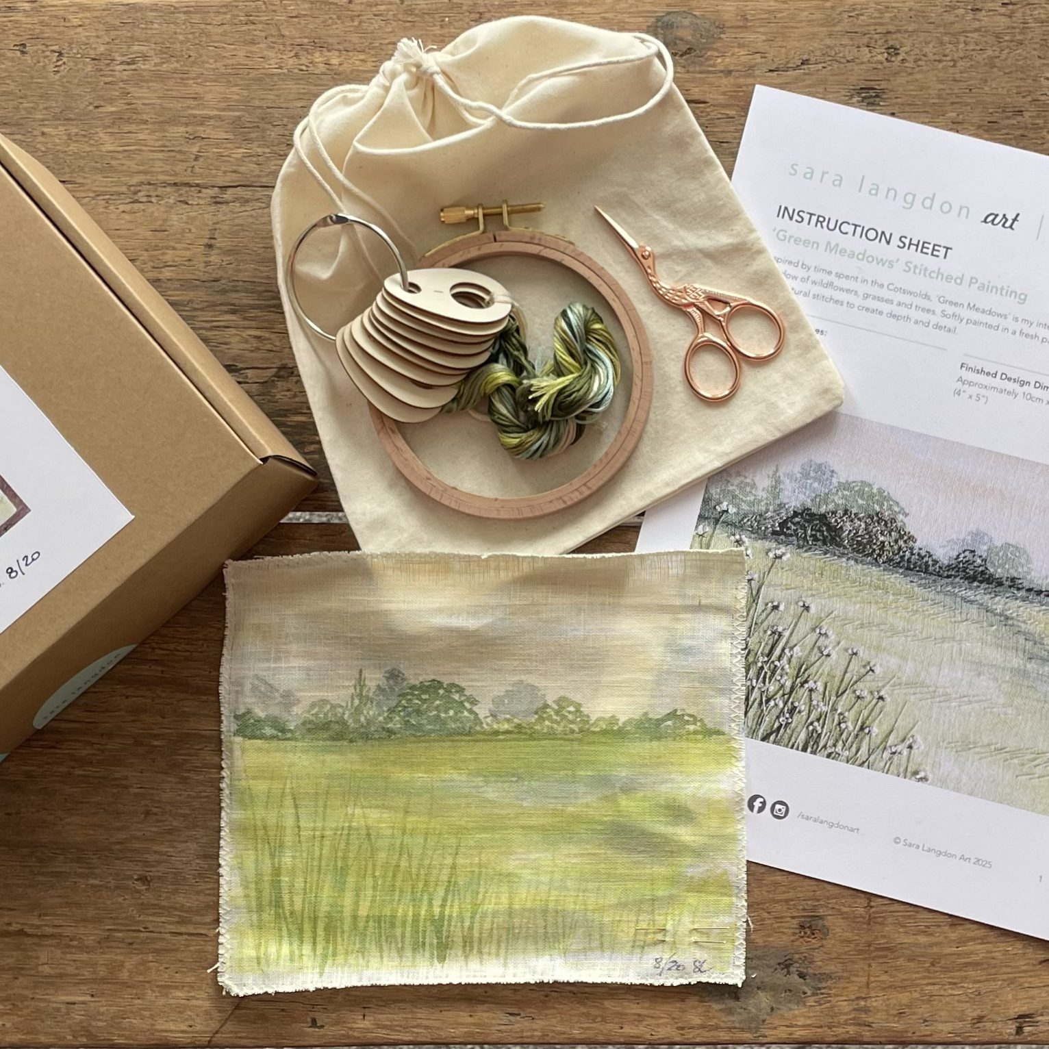 'Green Meadows' Limited Edition of 20 only | Stitched Painting Kit | Series 1