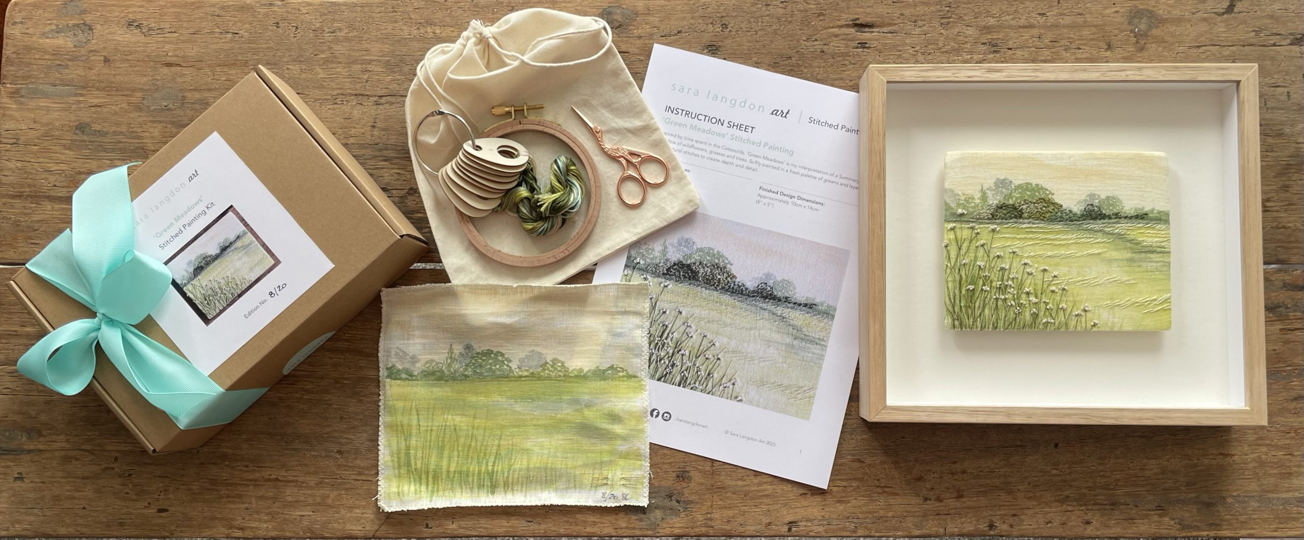 'Green Meadows' Limited Edition of 20 only | Stitched Painting Kit | Series 1 - Image 2